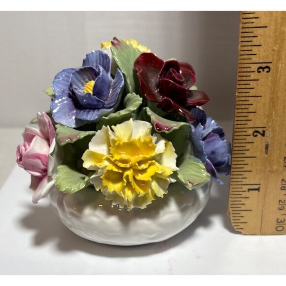 Aynsley Floral Arrangements Multicolored Hand Modelled Painted Blue Yellow Pink - Picture 7 of 9